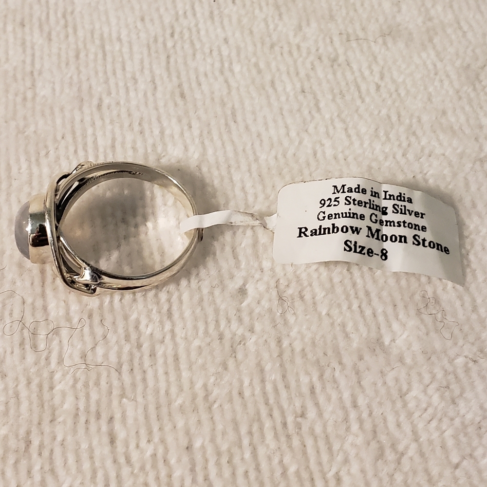 925 Sterling Rainbow Moonstone Ring - image 3